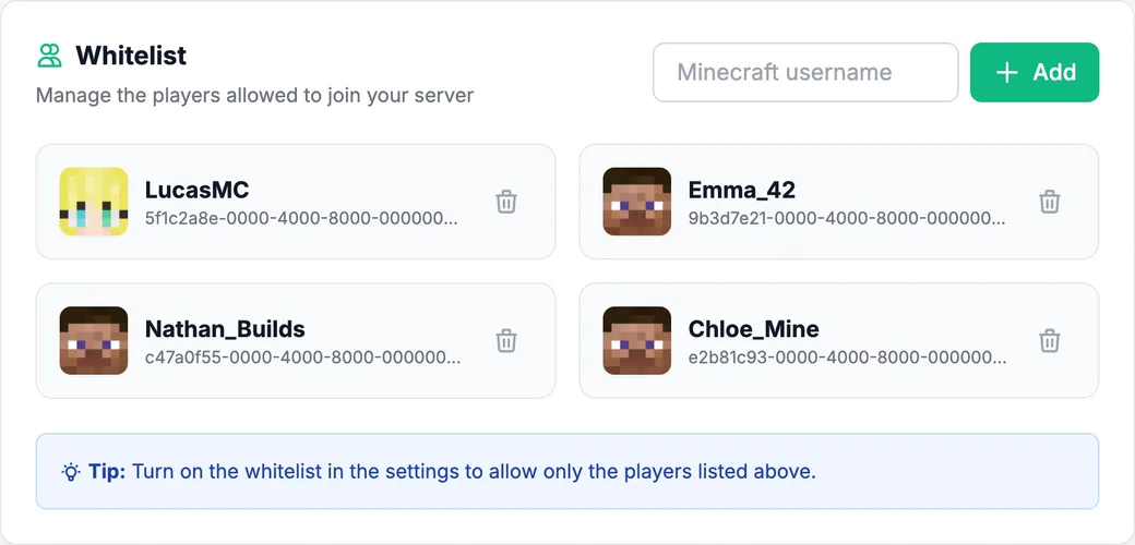 Whitelist management